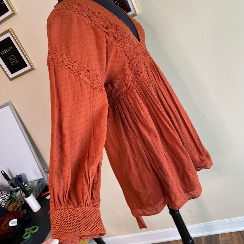 Free People Sugarpie Mini Cinnamon Swiss Dot V-neck Dress - Picture 6 of 15